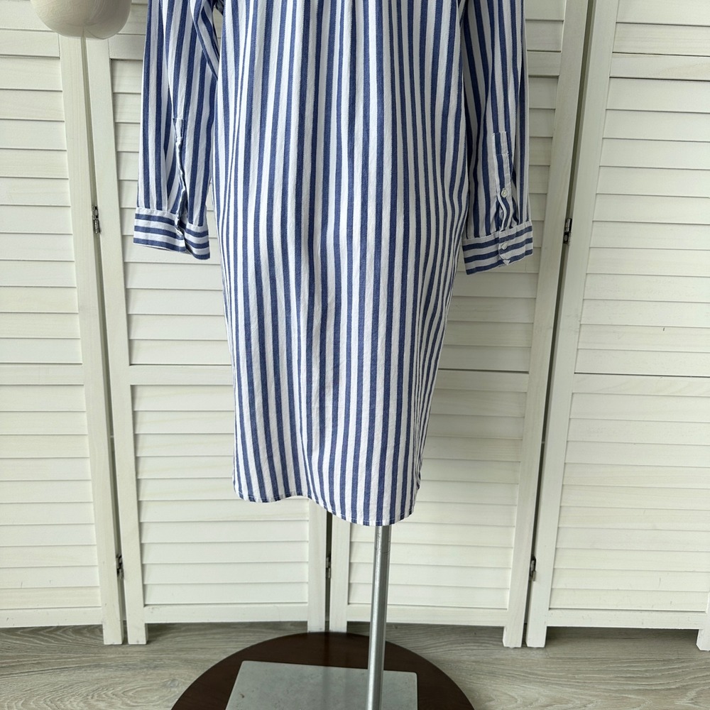 Velvet by Graham & Spencer Striped Shirt Dress Blue White‎ Cotton Size M - Picture 7 of 10